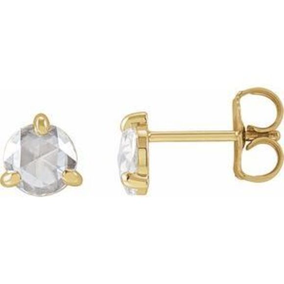 14K Yellow 5 mmRose-Cut Lab-Grown Moissanite Stud Earrings